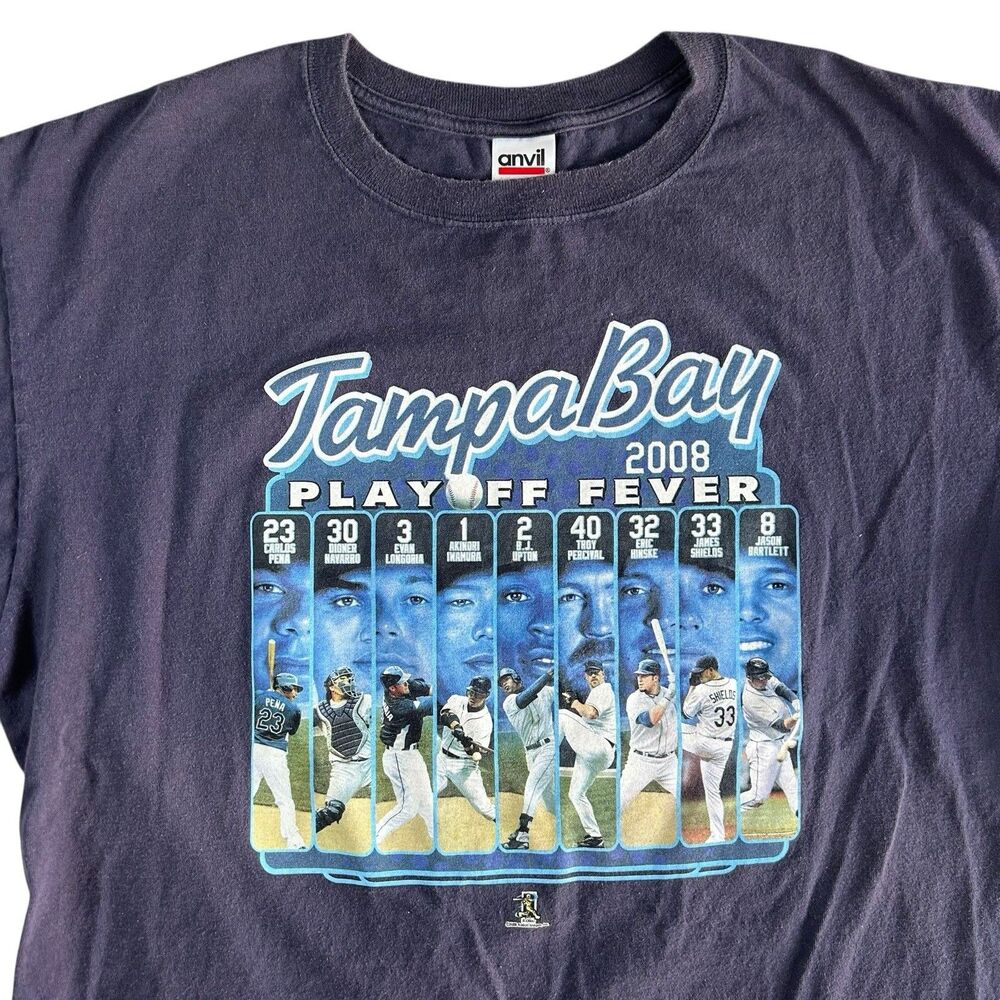 Vintage Tampa Bay Rays 2008 Playoffs Graphic Shirt Men’s XL Anvil MLB Baseball